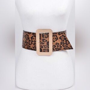 Leather Leopard Animal Print Statement Belt